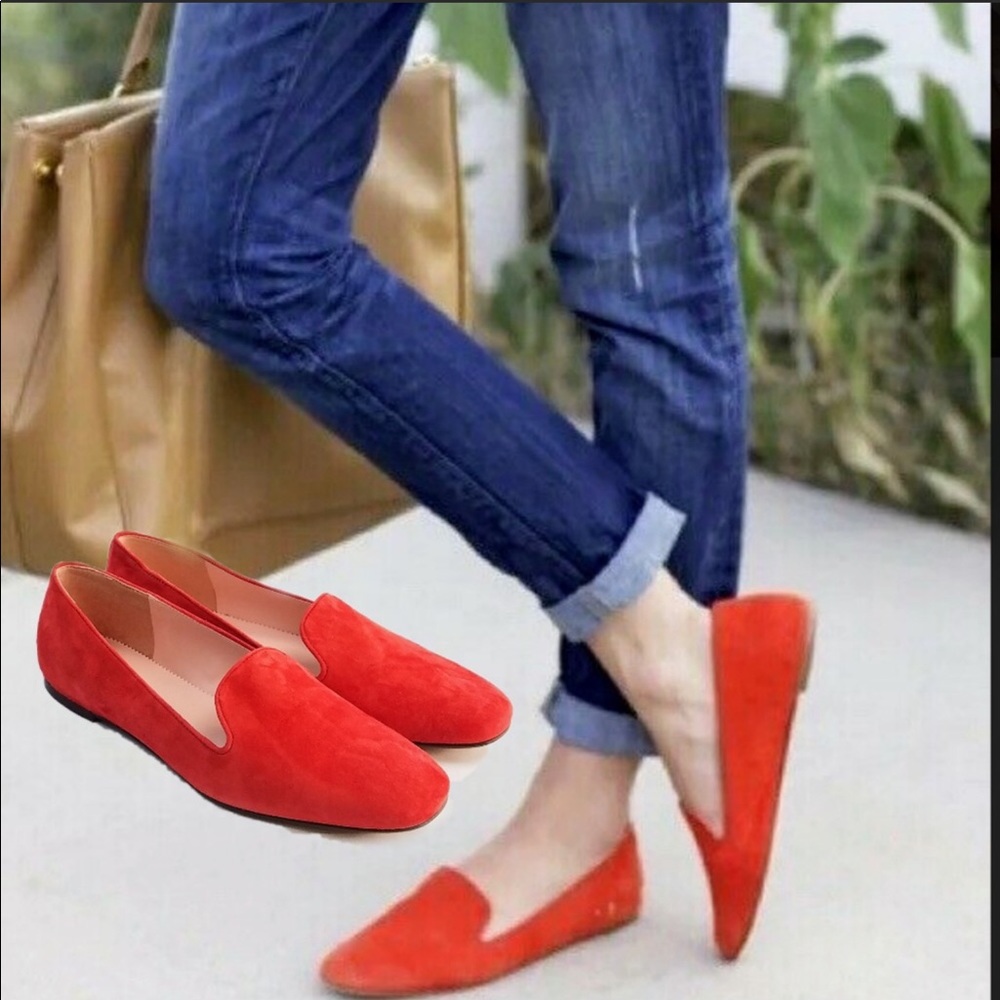 J CREW Darby Suede Loafers Smoking Flats
